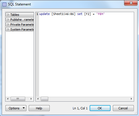 用于更新Excel电子表格中单元格值的SQL语句