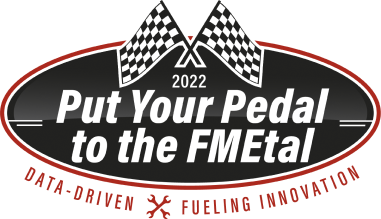 A sticker with the text, '2022; Put Your Pedal to the FMEtal; Data-Driven; Fueling Innovation'.